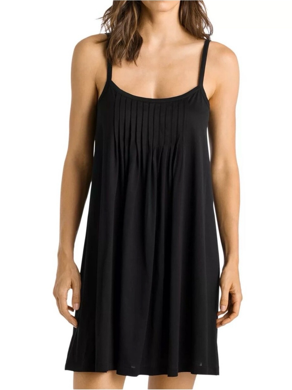Hanro Cotton Juliet Knit Babydoll Chemise In Black Size Small